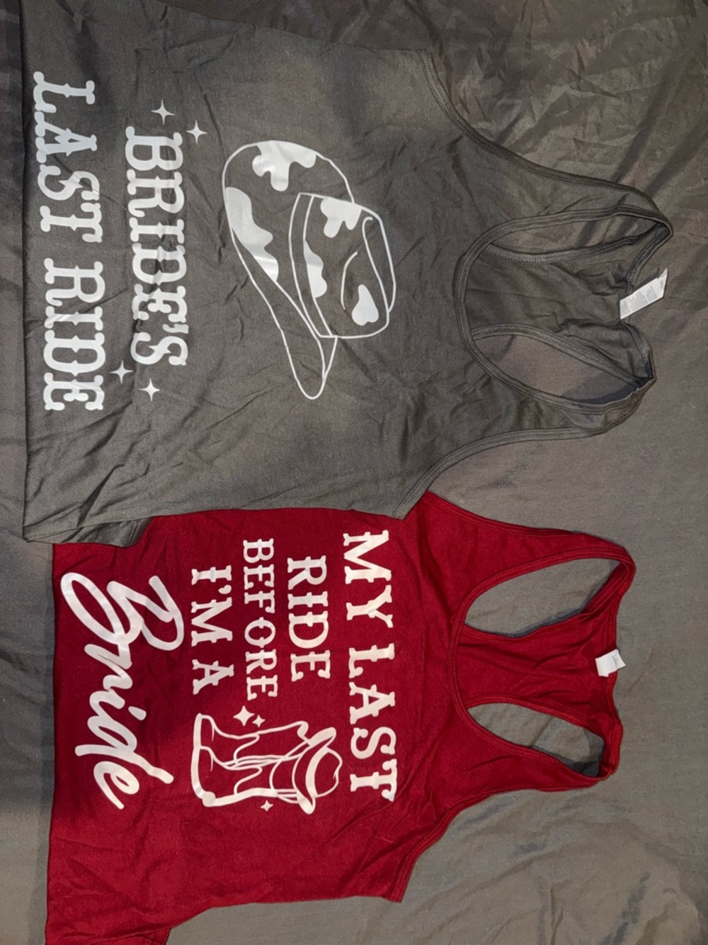Bridal Bachelorette Tank Top Set - Gray & Red Bride Tanks